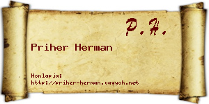 Priher Herman névjegykártya